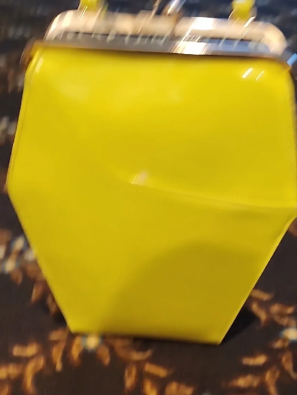 Tatyana Yellow Patent Hexagon Kiss-Lock Clutch